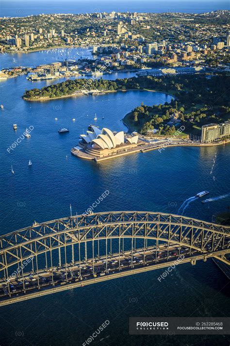 Aerial view of Sydney opera house and bridge in Sydney, Australia ...