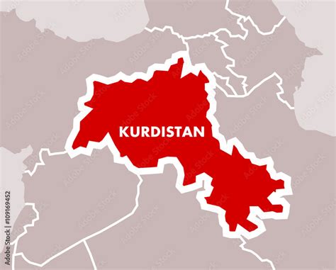 Simple map of Kurdistan as independent state of Kurdish nation ...