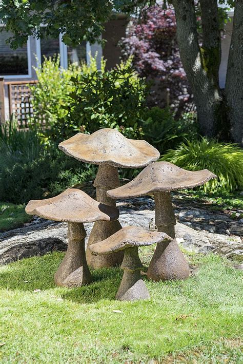 Very attractive 21" decorative garden mushroom ornament, made from stained concrete, part of a 5 ...