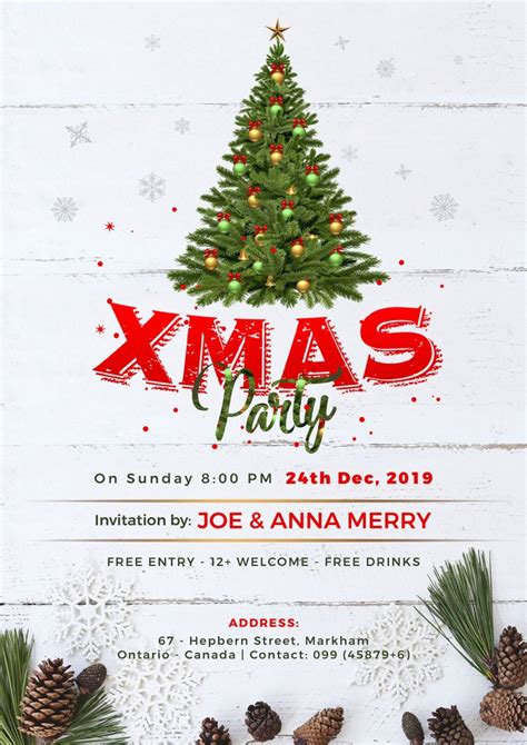 Free Christmas Party Flyer Design Template 2019 in PSD Format - Designbolts