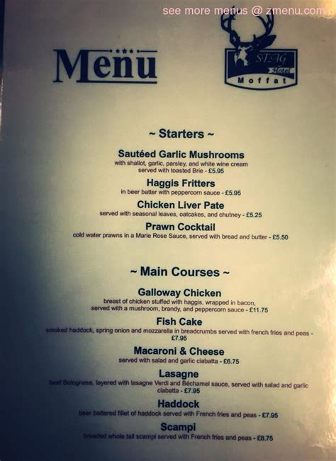 Menu at Stag Hotel Moffat pub & bar, Moffat