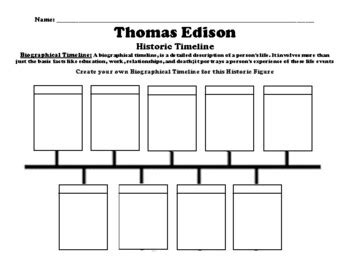 Thomas Edison Timeline Worksheet by BAC Education | TPT