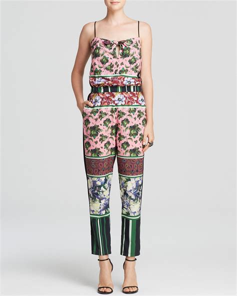 Clover Canyon Jumpsuit - Floral Collage Crepe de Chine Women ...