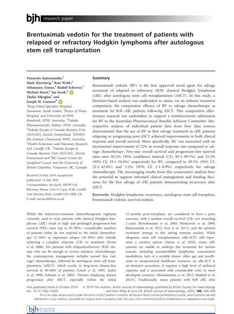 (PDF) Brentuximab vedotin for the treatment of patients with relapsed ...