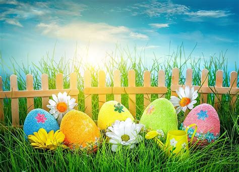 Easter Photography Backdrop 7x5ft Cute Eggs On Grass Photo Background Spring For Baby Photo ...