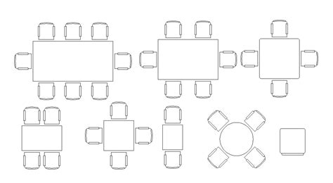 Dining Table Sect 2d CAD Furniture Blocks Free Download - Cadbull