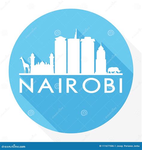 Nairobi Kenya Africa Round Icon Vector Art Flat Shadow Design Skyline ...