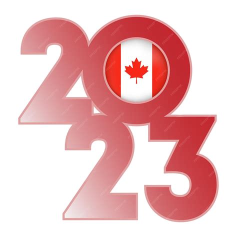 Premium Vector | Happy new year 2023 banner with canada flag inside ...