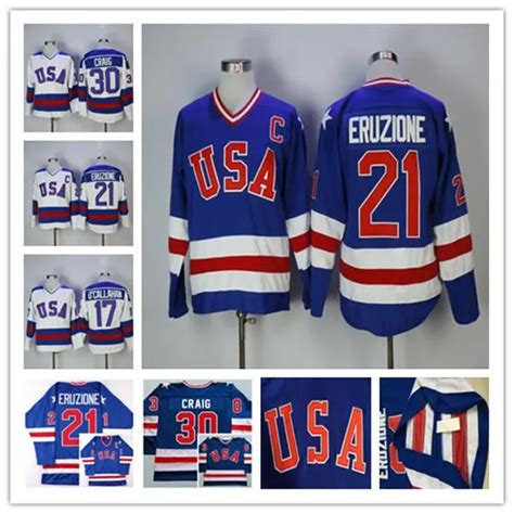 1980 Custom USA Ice Hockey Vintage Hockey Jerseys Jack Ocallahan #17 ...