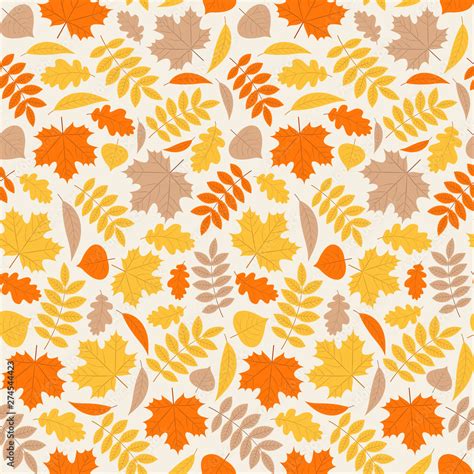 Autumn pattern. Vector. Seamless background with fall leaves. Floral ...