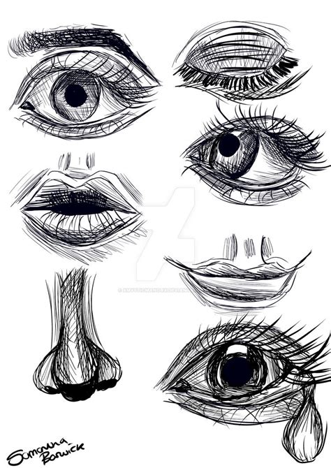 3 Minute sketches of facial features by XMysticManorX on DeviantArt