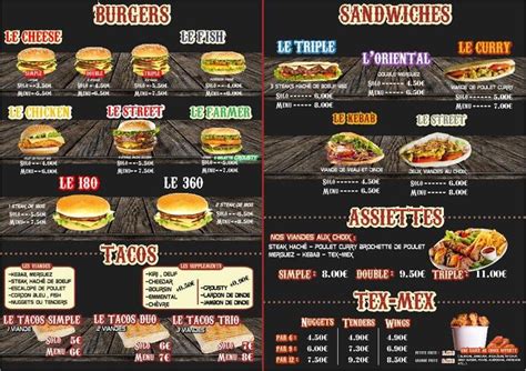 Menu at Street Burger restaurant, Amiens