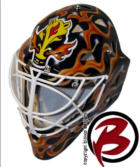 Mike Vernon, Calgary Flames mask. | Goalie mask, Hockey goalie, Football helmets