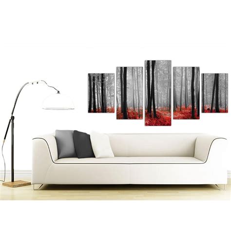 Extra Large Canvas Prints of Red Forest Woodland Trees in Black & White