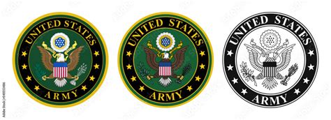 Vector seal of the United States Army. US Army alternative seal. Monochrome seal of the US Army ...