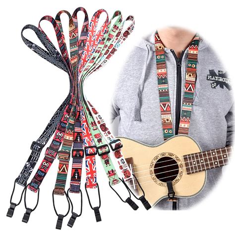 Adjustable Classical Nylon Ukulele Strap Sling Colorful With Hook For Ukulele Guitar Accessories ...