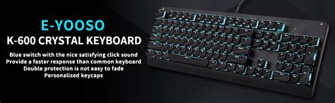 Amazon.com: E-YOOSO K600 Mechanical Gaming Keyboard 104 Keys LED Backlit Keyboard Crystal Keycap ...