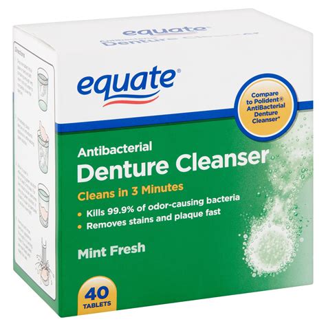 Equate Mint Fresh Antibacterial Denture Cleanser Tablets, 40 count ...