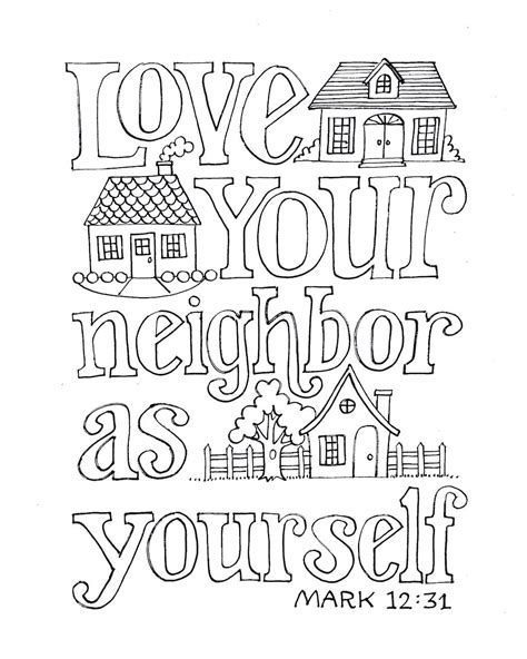 Love Your Neighbor Coloring Page | Sunday school coloring pages, Bible verse coloring page ...