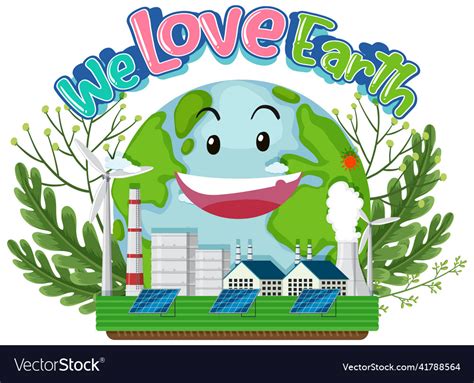 We love earth logo design with smiley Royalty Free Vector