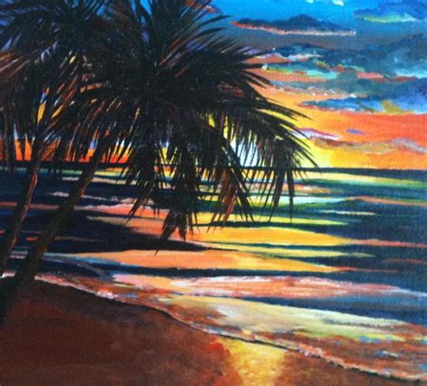 Tropical beach sunset Painting by Rubina Thomas - Fine Art America