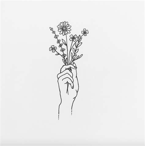 Hand Holding Flower Drawing