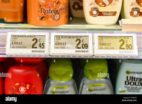 Electronic Shelf Labels on supermarket shelf, France Stock Photo - Alamy