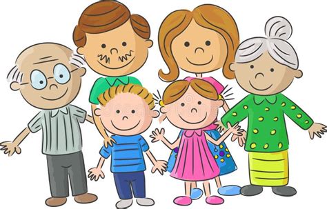 Complete Cartoon Family Care Parents With Children Stock Vector - Image: 54300046