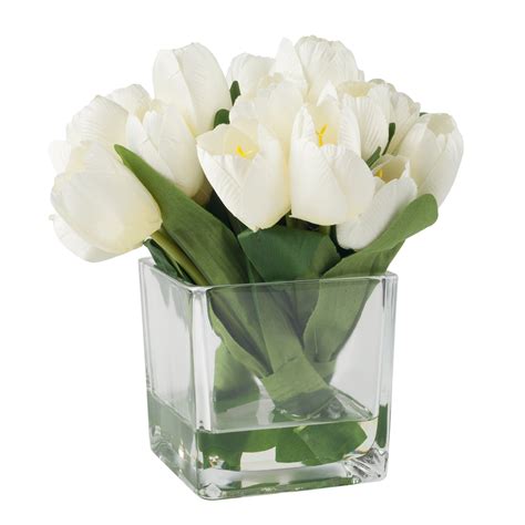 Pure Garden Tulip Arrangement in Glass Vase & Reviews | Wayfair