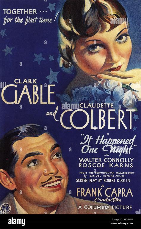 IT HAPPENED ONE NIGHT - poster for 1934 Columbia film with Clark Gable and Claudette Colbert ...