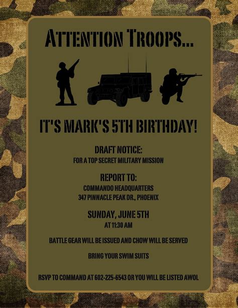 Free Invitation Template Army