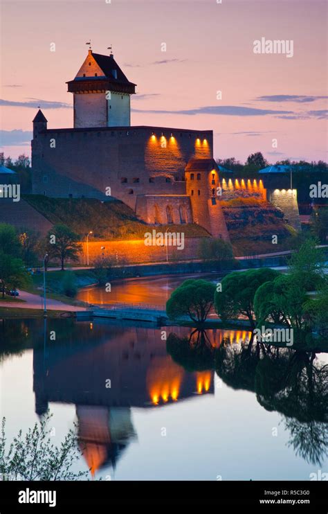 Estonia, Northeastern Estonia, Narva, Narva Castle, 13th century Stock ...