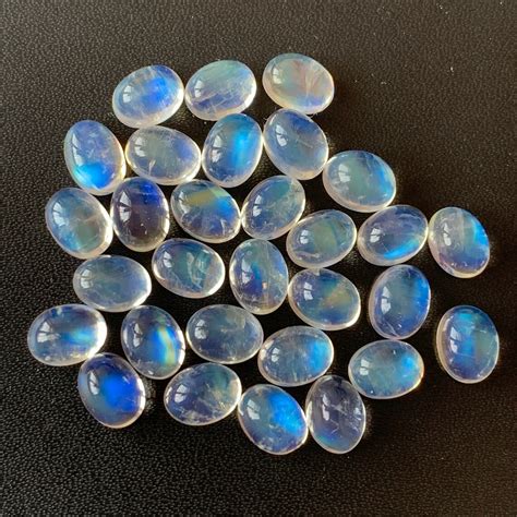 5 Pcs 6x8mm Natural Rainbow Moonstone Oval Cabochon Loose - Etsy UK