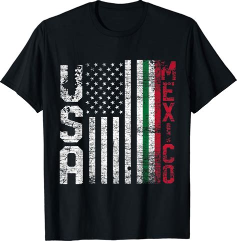 Amazon.com: American USA Flag Mexican Flag Gift Idea Mexico T-Shirt: Clothing