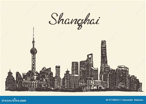 Shanghai Skyline Cartoon Vector | CartoonDealer.com #44303805