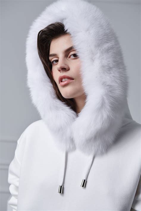 White Hoodie with Fox Fur | Shopifur