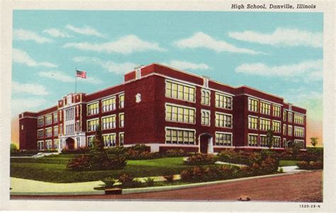 High School, Danville, Illinois | Postcard collection, Illinois, Danville