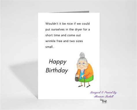 Funny 5x7 Birthday Card Old Age Birthday Card Funny Old Lady - Etsy