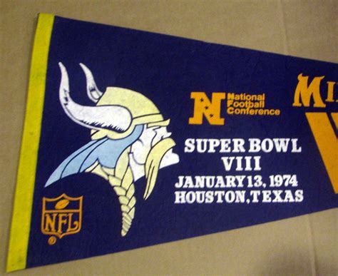 Lot Detail - 1974 MINNESOTA VIKINGS SUPER BOWL VIII PENNANT