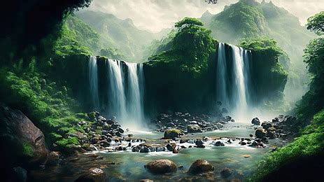 Waterfall Stream River Dam Background, Rock, Barrier, Forest Background ...