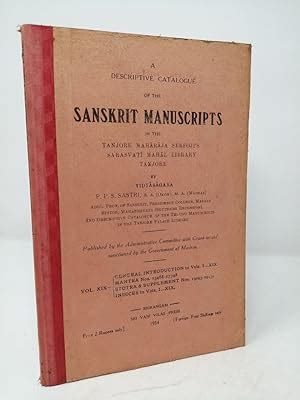 A Descriptive Catalogue of the Sanskrit Manuscripts in the Tanjore ...