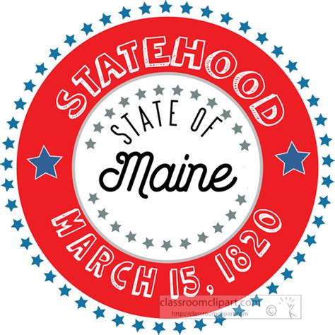 Maine State Clipart - date-of-maine-statehood-1820-round-style-with ...