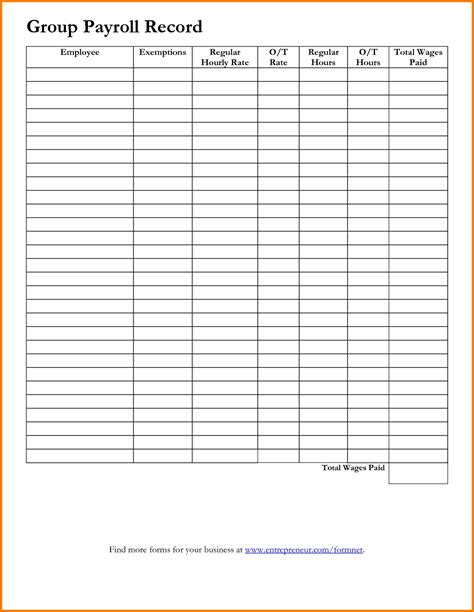 Free Printable Payroll Sheets