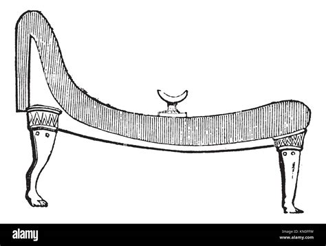 Ancient Egyptian bed, vintage engraving Old engraved illustration of ...