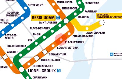 Place-d'Armes station map - Montreal metro