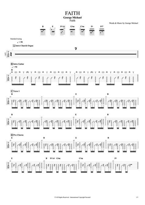 Faith by George Michael - Full Score Guitar Pro Tab | mySongBook.com