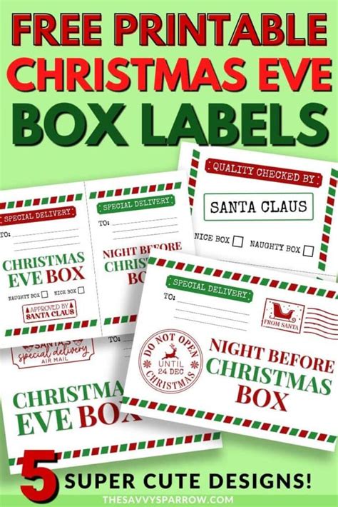 Free Printable Christmas Eve Box Labels for the Night Before Christmas!