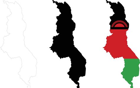 Map Malawi on white background. Malawi Map Outline. Malawi vector map with the flag inside ...