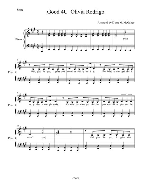 Good 4 U (arr. Diane M. McGahee) Sheet Music | Olivia Rodrigo ...