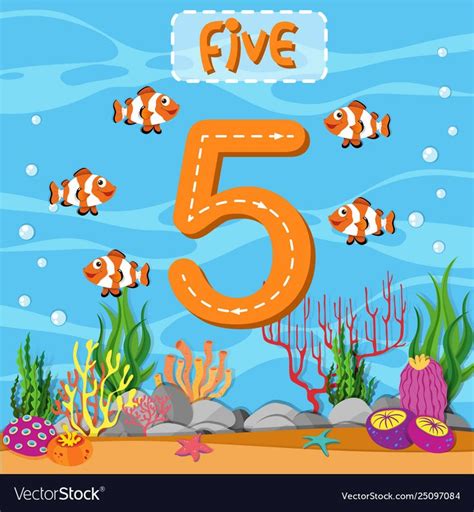 Number five tracing guide vector image on VectorStock | Letter a crafts, Kids math worksheets ...